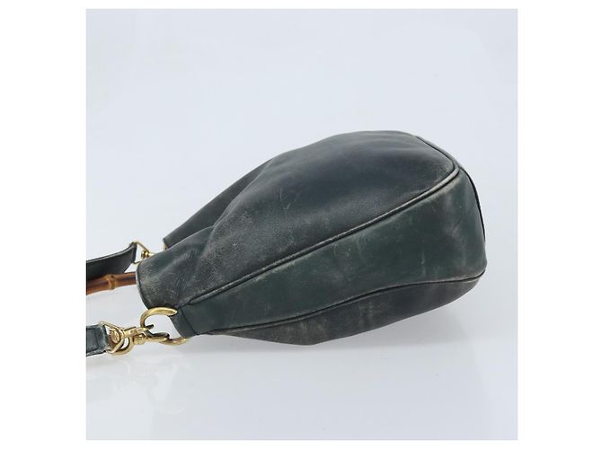 Borsa a Spalla in Pelle Gucci Bamboo 2way Nera Oro 001 3444 1038 Auth 174578 Nero D'oro - vista 5