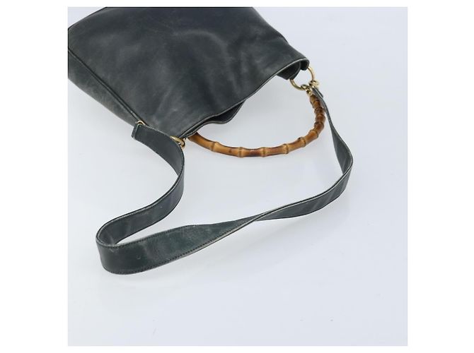 Borsa a Spalla in Pelle Gucci Bamboo 2way Nera Oro 001 3444 1038 Auth 174578 Nero D'oro - vista 9