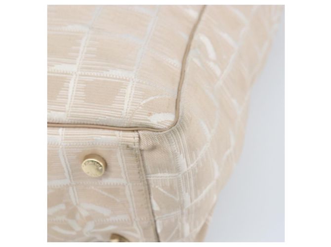 CHANEL Nuova Borsa Tote da Viaggio Nylon Beige Oro CC Auth BA11779 D'oro - vista 10
