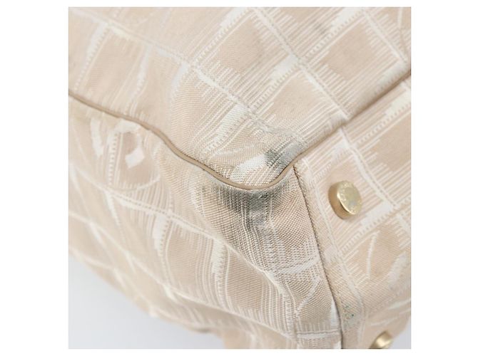 CHANEL Nuova Borsa Tote da Viaggio Nylon Beige Oro CC Auth BA11779 D'oro - vista 11