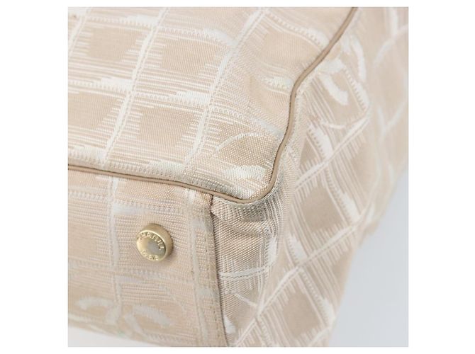CHANEL Nuova Borsa Tote da Viaggio Nylon Beige Oro CC Auth BA11779 D'oro - vista 12