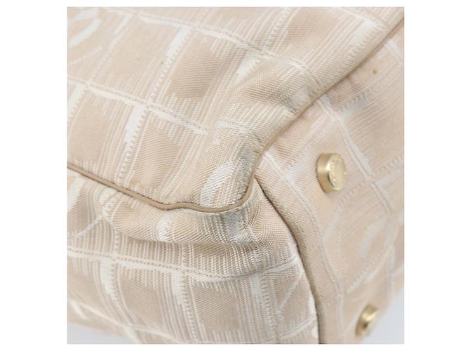 CHANEL Nuova Borsa Tote da Viaggio Nylon Beige Oro CC Auth BA11779 D'oro - vista 13