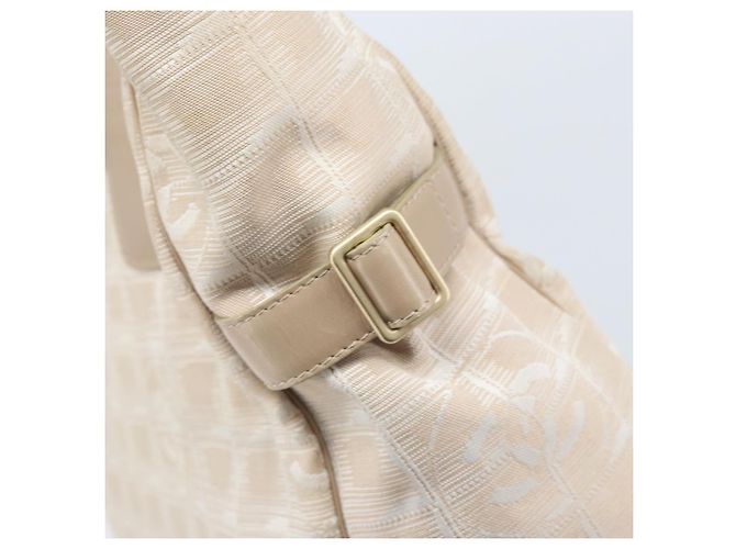 CHANEL Nuova Borsa Tote da Viaggio Nylon Beige Oro CC Auth BA11779 D'oro - vista 15