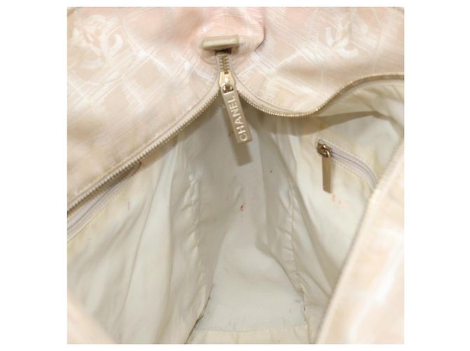 CHANEL Nuova Borsa Tote da Viaggio Nylon Beige Oro CC Auth BA11779 D'oro - vista 19