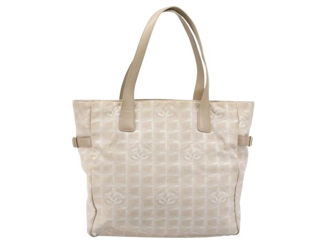CHANEL Nuova Borsa Tote da Viaggio Nylon Beige Oro CC Auth BA11779 D'oro - vista 2
