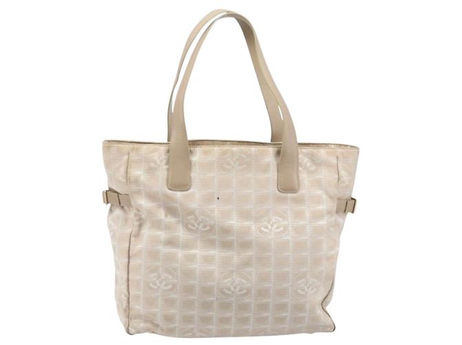 CHANEL Nuova Borsa Tote da Viaggio Nylon Beige Oro CC Auth BA11779 D'oro - vista 3