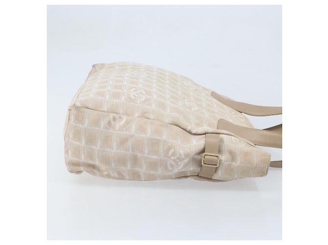 CHANEL Nuova Borsa Tote da Viaggio Nylon Beige Oro CC Auth BA11779 D'oro - vista 4