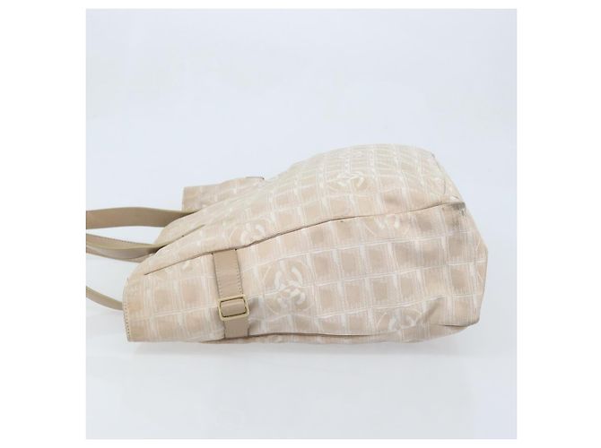 CHANEL Nuova Borsa Tote da Viaggio Nylon Beige Oro CC Auth BA11779 D'oro - vista 5
