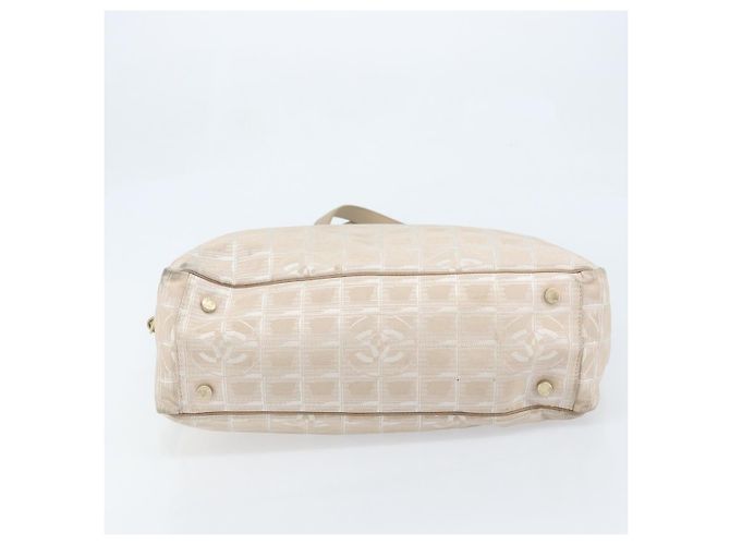 CHANEL Nuova Borsa Tote da Viaggio Nylon Beige Oro CC Auth BA11779 D'oro - vista 9