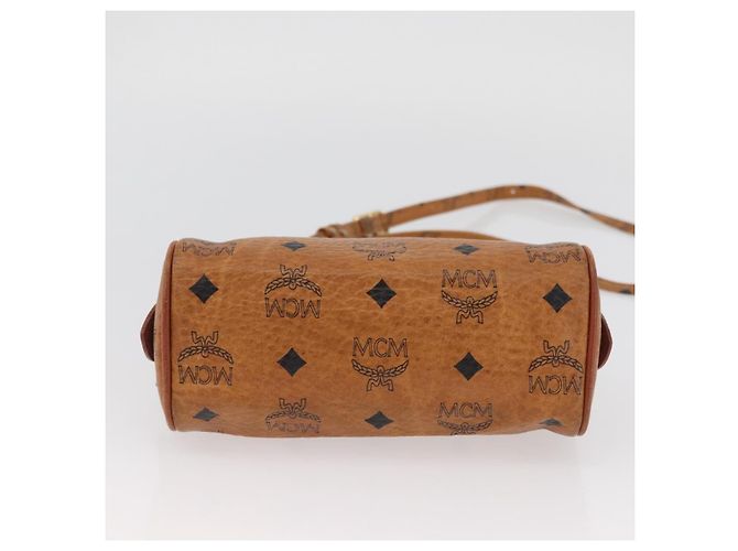 Borsa Boston Mini Logogram Vicetos MCM in pelle PVC 2 in 1 marrone oro Auth BAZ463 D'oro - vista 11