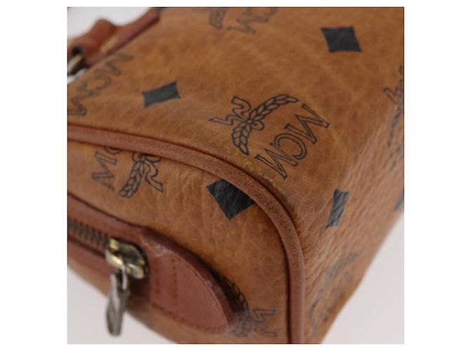 Borsa Boston Mini Logogram Vicetos MCM in pelle PVC 2 in 1 marrone oro Auth BAZ463 D'oro - vista 12