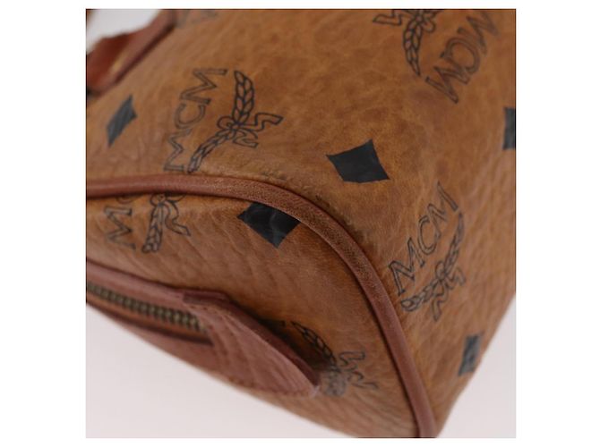 Borsa Boston Mini Logogram Vicetos MCM in pelle PVC 2 in 1 marrone oro Auth BAZ463 D'oro - vista 14