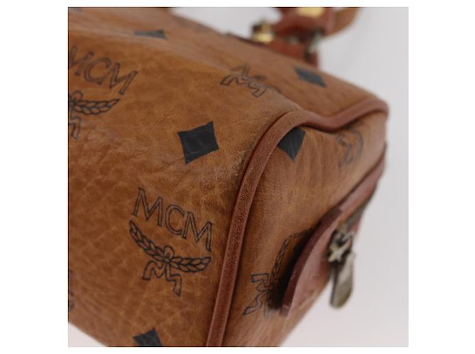 Borsa Boston Mini Logogram Vicetos MCM in pelle PVC 2 in 1 marrone oro Auth BAZ463 D'oro - vista 15