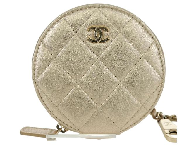 Custodia Air Pods Matelassé CHANEL & Portamonete in Pelle di Agnello CC Oro Auth BAZ881SAM D'oro - vista 2