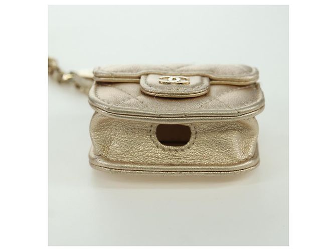 Custodia Air Pods Matelassé CHANEL & Portamonete in Pelle di Agnello CC Oro Auth BAZ881SAM D'oro - vista 25