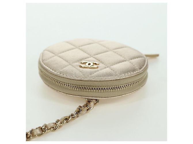 Custodia Air Pods Matelassé CHANEL & Portamonete in Pelle di Agnello CC Oro Auth BAZ881SAM D'oro - vista 6