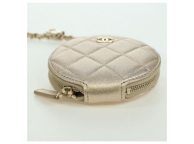 Custodia Air Pods Matelassé CHANEL & Portamonete in Pelle di Agnello CC Oro Auth BAZ881SAM D'oro - vista 7