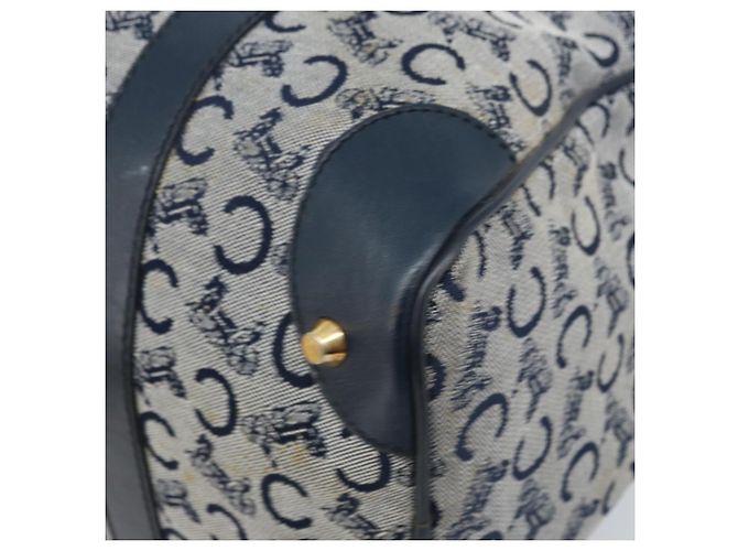 Céline Borsa a mano Celine C Sulky in tela blu navy e oro Auth 174475 D'oro - vista 10