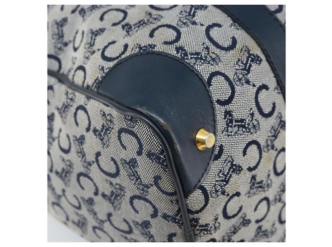 Céline Borsa a mano Celine C Sulky in tela blu navy e oro Auth 174475 D'oro - vista 11