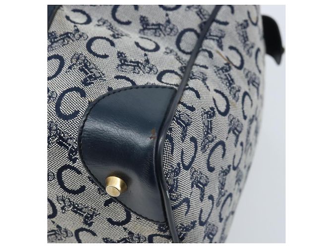 Céline Borsa a mano Celine C Sulky in tela blu navy e oro Auth 174475 D'oro - vista 12