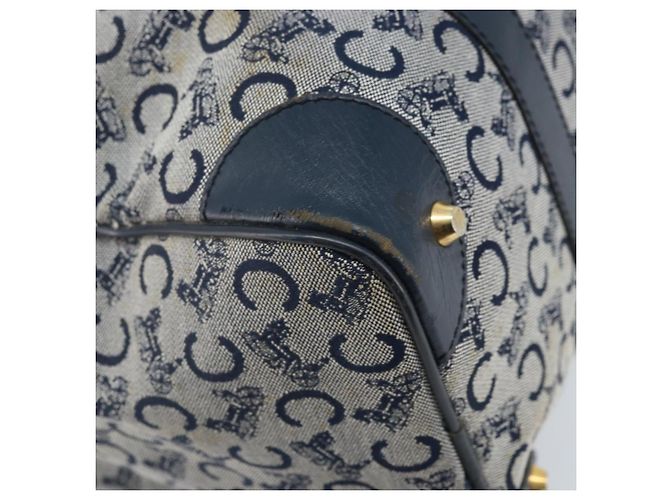 Céline Borsa a mano Celine C Sulky in tela blu navy e oro Auth 174475 D'oro - vista 13