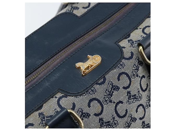 Céline Borsa a mano Celine C Sulky in tela blu navy e oro Auth 174475 D'oro - vista 14