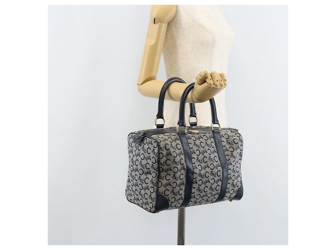 Céline Borsa a mano Celine C Sulky in tela blu navy e oro Auth 174475 D'oro - vista 21