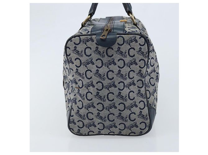 Céline Borsa a mano Celine C Sulky in tela blu navy e oro Auth 174475 D'oro - vista 4