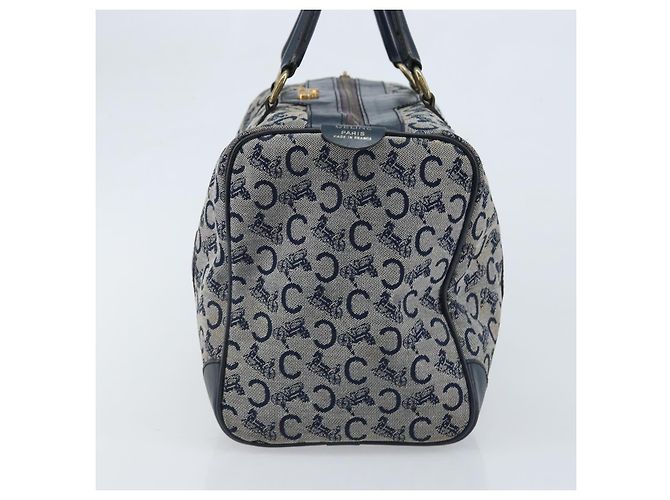 Céline Borsa a mano Celine C Sulky in tela blu navy e oro Auth 174475 D'oro - vista 5