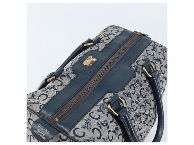 Céline Borsa a mano Celine C Sulky in tela blu navy e oro Auth 174475 D'oro - vista 6