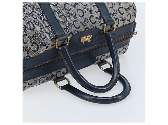Céline Borsa a mano Celine C Sulky in tela blu navy e oro Auth 174475 D'oro - vista 7