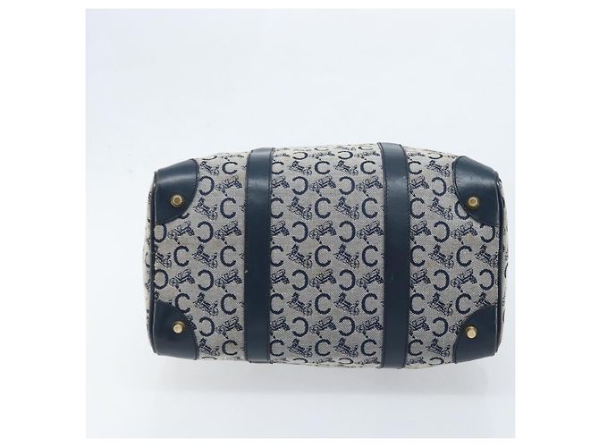 Céline Borsa a mano Celine C Sulky in tela blu navy e oro Auth 174475 D'oro - vista 9