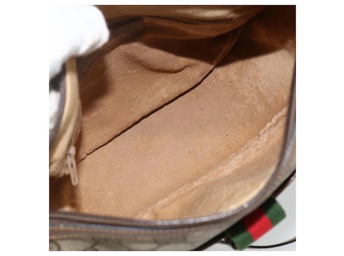 Borsa Sherry Line GG Supreme Web di GUCCI in PVC beige e oro 89 02 032 Auth BAZ577 D'oro - vista 16