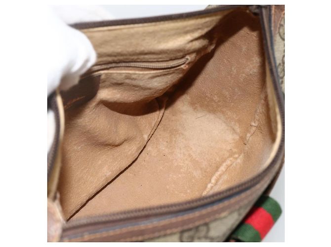 Borsa Sherry Line GG Supreme Web di GUCCI in PVC beige e oro 89 02 032 Auth BAZ577 D'oro - vista 17