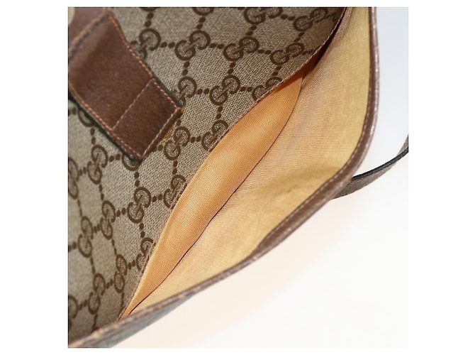 Borsa Sherry Line GG Supreme Web di GUCCI in PVC beige e oro 89 02 032 Auth BAZ577 D'oro - vista 21