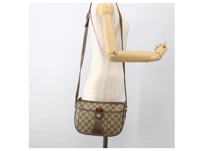 Borsa Sherry Line GG Supreme Web di GUCCI in PVC beige e oro 89 02 032 Auth BAZ577 D'oro - vista 23
