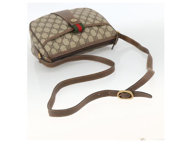 Borsa Sherry Line GG Supreme Web di GUCCI in PVC beige e oro 89 02 032 Auth BAZ577 D'oro - vista 7