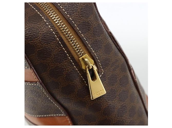 Céline Borsa a mano in tela Macadam CELINE in pelle PVC marrone oro Auth ARZ837 D'oro - vista 14