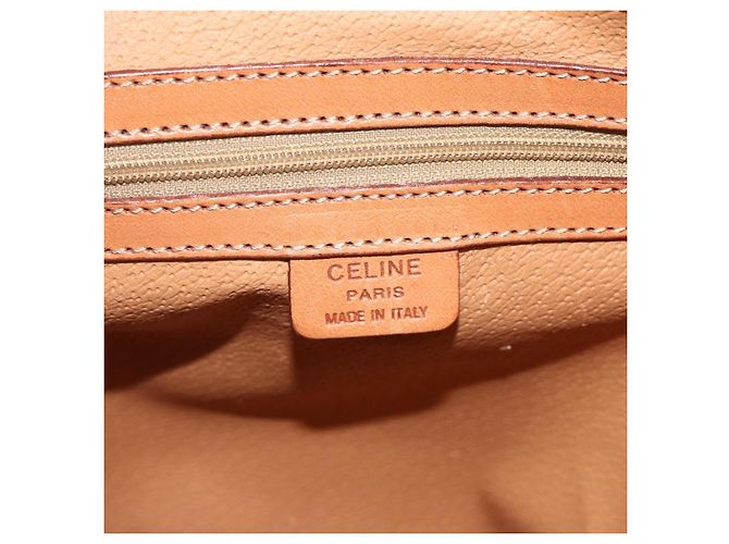 Céline Borsa a mano in tela Macadam CELINE in pelle PVC marrone oro Auth ARZ837 D'oro - vista 16