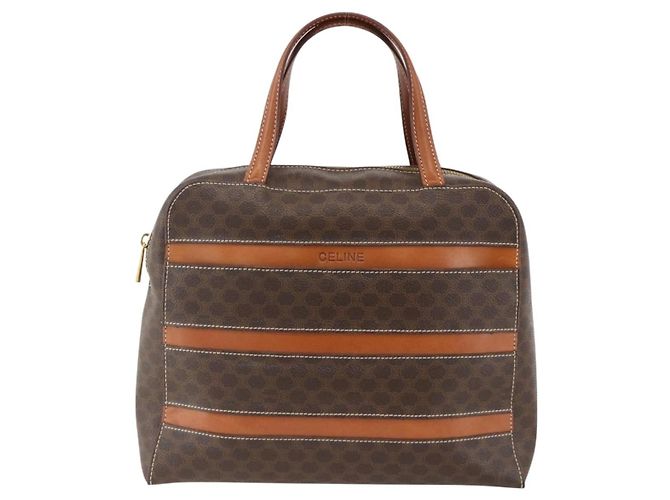 Céline Borsa a mano in tela Macadam CELINE in pelle PVC marrone oro Auth ARZ837 D'oro - vista 2