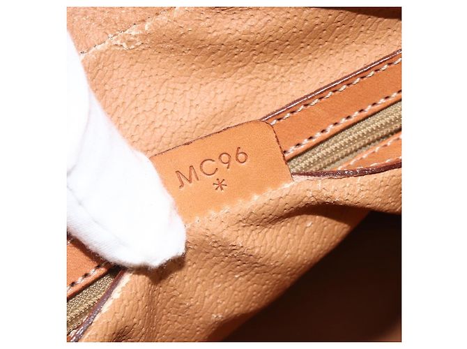 Céline Borsa a mano in tela Macadam CELINE in pelle PVC marrone oro Auth ARZ837 D'oro - vista 23