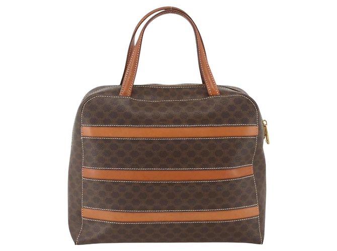 Céline Borsa a mano in tela Macadam CELINE in pelle PVC marrone oro Auth ARZ837 D'oro - vista 3