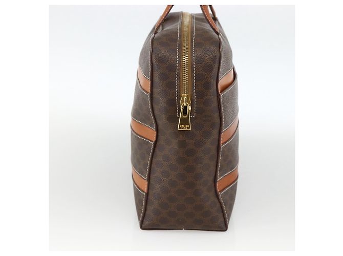 Céline Borsa a mano in tela Macadam CELINE in pelle PVC marrone oro Auth ARZ837 D'oro - vista 5