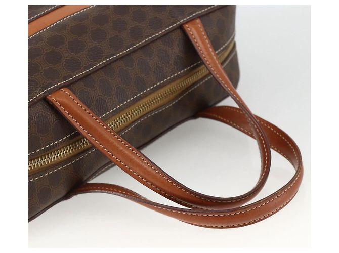 Céline Borsa a mano in tela Macadam CELINE in pelle PVC marrone oro Auth ARZ837 D'oro - vista 7
