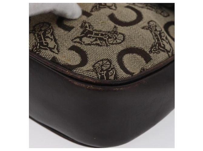 Céline Borsa a Spalla Celine C Sulky in Tela Beige Oro Auth 174468 D'oro - vista 12