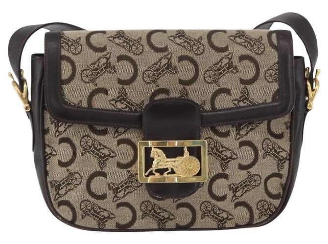 Céline Borsa a Spalla Celine C Sulky in Tela Beige Oro Auth 174468 D'oro - vista 2