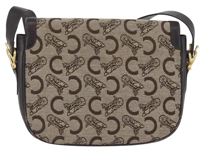 Céline Borsa a Spalla Celine C Sulky in Tela Beige Oro Auth 174468 D'oro - vista 3