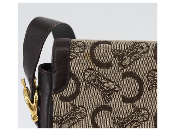 Céline Borsa a Spalla Celine C Sulky in Tela Beige Oro Auth 174468 D'oro - vista 4