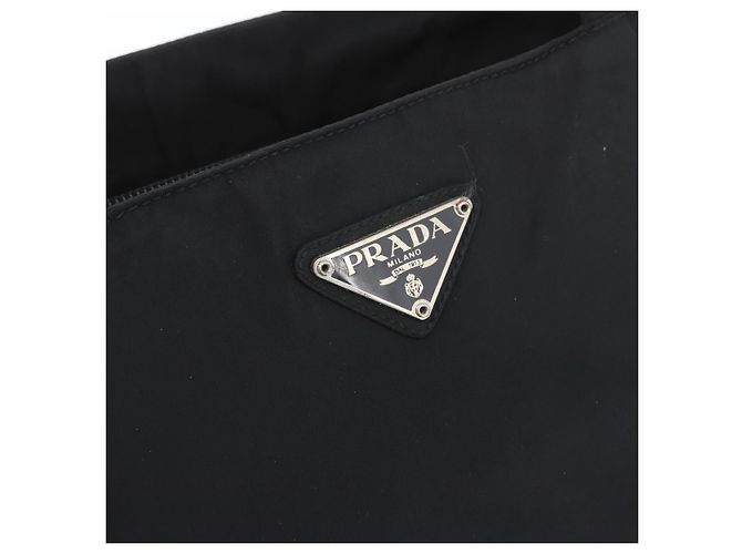 Prada Tote Bag aus schwarzem Nylon mit Silber authentisch am11121 - Ansicht 17