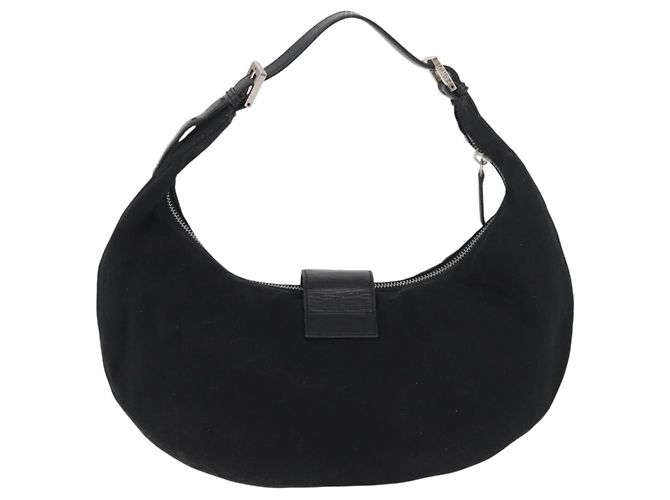 Borsa a spalla FENDI Mamma Baguette in nylon nero e argento autentica YKZ797 - vista 2
